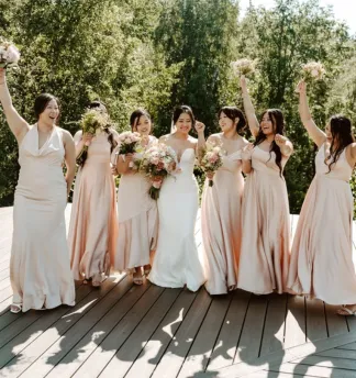 Guests celebrating at a Lazy Mountain Acres wedding