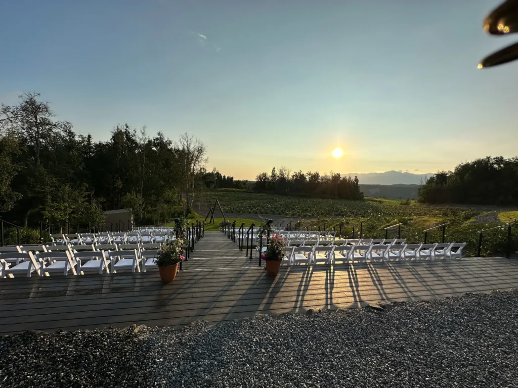 Amphitheater ceremony site overlooking the peony field