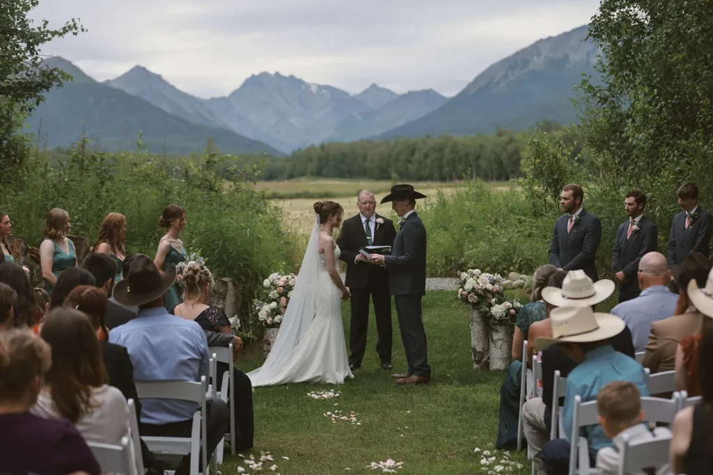 Ceremony at the Amphitheater above the peony field